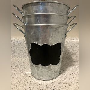 Set of 3 Decor Buckets with Handles, Signs